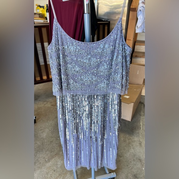 Aidan Mattox Silver Sequin Mini Dress - Picture 7 of 15
